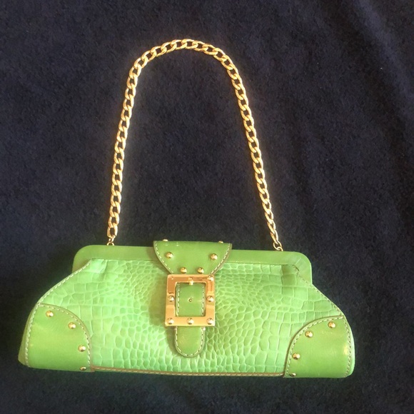 Green Michael Kors versatile clutch with gold hardware - Picture 2 of 12